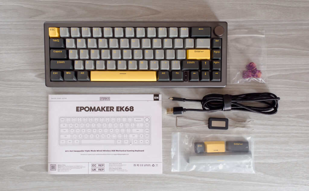 EPOMAKER EK68のキーボード本体と付属品一覧